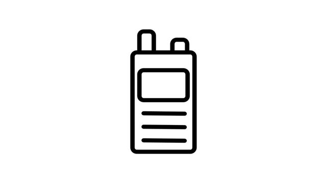 Walkie Talkie Animation Icon. Professional walkie talkie or radio transceiver icon animation for security, emergency, and wireless communication concepts.