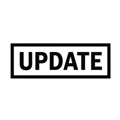 Vector illustration icon black update text in a rectangular box