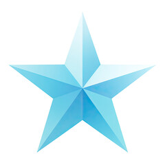 Obraz premium A five-pointed star icon, rendered in gradients of light blue and white against a black background