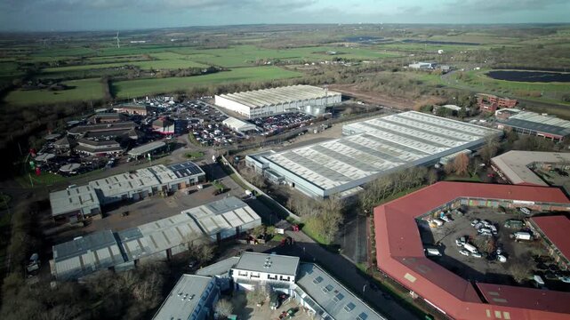 Aerial Drone View Of Industrial Area In Basildon Essex