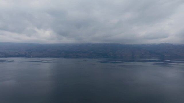 Drone above Lake Okanagan in January