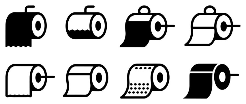 toilet paper roll icon set