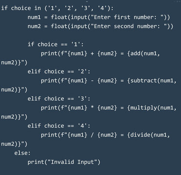 Professional Python Source Code Snippet of a Calculator Program 