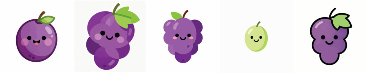 Fototapeta premium cute grape vector has eyes and mouth