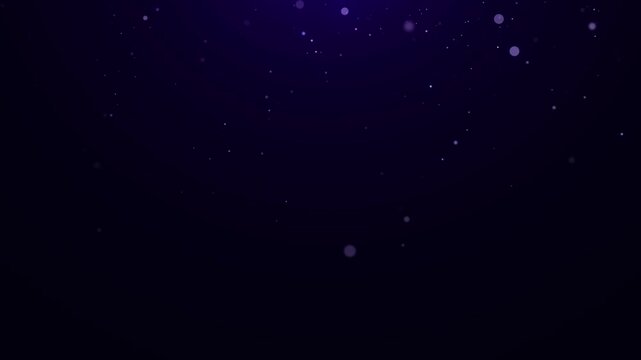 Futuristic flying space dust. Magic particles in infinite. Technology glitter dots with bokeh effect. Space purple snow on background. 3d rendering.