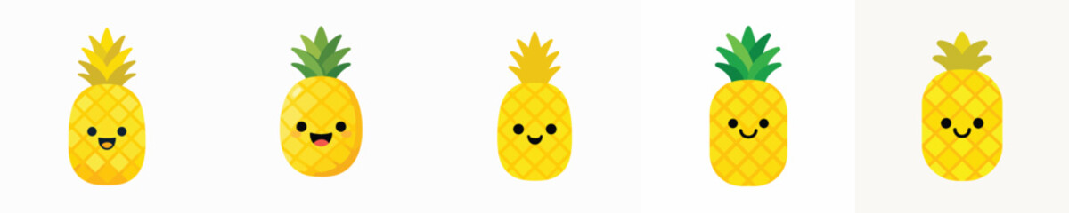 cute pineapple vector has eyes and mouth
