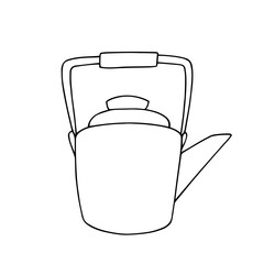 Line sketch, doodle teapot. Vector graphics.