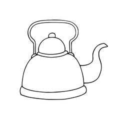 Line sketch, doodle teapot. Vector graphics.