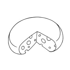 Line sketch, outline of a piece of cheese. Vector graphics.