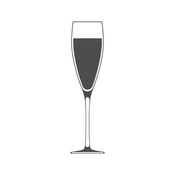 Vector sign of glass of wine with wine isolated on white background