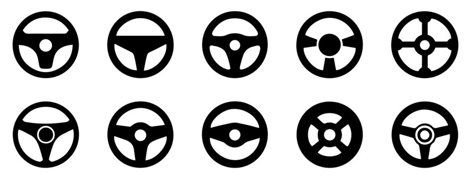 steering wheel icon set collection