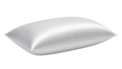 Soft white satin pillow with subtle stitching detail isolated on a transparent background fabric