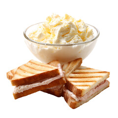 Delicious grilled cheese sandwiches with a side of creamy cottage cheese
