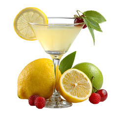 Refreshing lemon cocktail with fresh fruit garnish