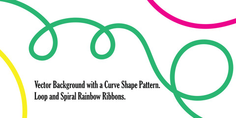 Obraz premium Vibrant rainbow wavy ribbons pattern background with colorful curvy shapes