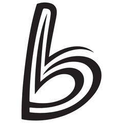 Stylized lowercase letter b vector illustration isolated on white background featuring bold black outlines and a modern calligraphic urban graffiti aesthetic for creative graphic design projects. © Video