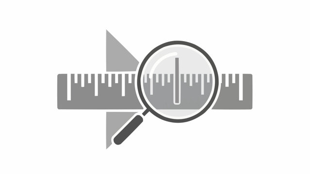 Magnifying glass with ruler and triangle.