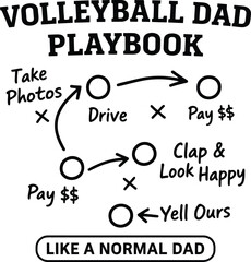 Volleyball Dad Playbook Funny Sports Father Typography Design