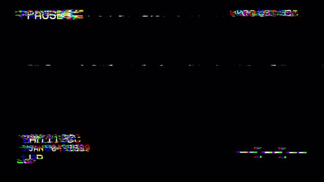 Retro VHS Pause Screen Overlay Loop 4K: Analog Tape Static, VCR Noise Glitch, and 1999 Date Display