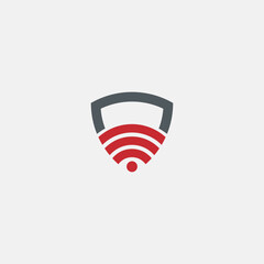 Secure Wireless Network Shield Icon Digital Protection Concept.