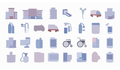 Realistic hospital healthcare vector icon pack with medical equipment and emergency symbols
