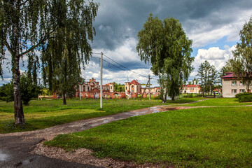 Vladimir Khrapovitsky's Muromtsevo Estate, a 19th-century architectural monument in the neo-Gothic style. Muromtsevo, Vladimir Oblast, Russia