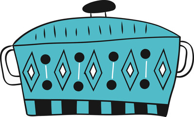 Scandinavian Folk Art Teapot & Cup Illustration