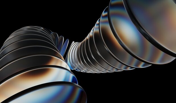 3D abstract background illustration, neon light holographic gradient, abstract crystal pattern, caustic effect, and glass chromatic circle plate shapes render