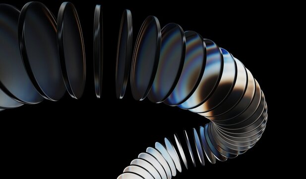 3D abstract background illustration, neon light holographic gradient, abstract crystal pattern, caustic effect, and glass chromatic circle plate shapes render