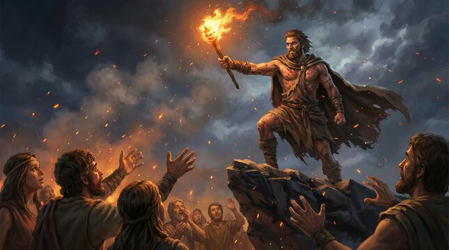 Titan Prometheus Stealing Fire For Humanity