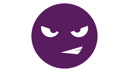 angry purple face emoji with a devious smirk and menacing eyes conveying mischievous and villainous intent for expressive media.