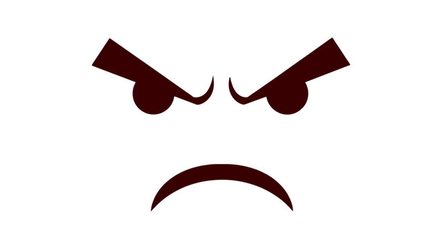 angry face emoticon graphic with intense furrowed eyebrows and a downturned mouth clearly symbolizing frustration and rage.