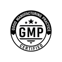 Obraz premium Vector illustration icon good manufacturing practice certified badge with gmp label and stars