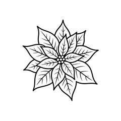 Obraz premium Simple black and white line art vector illustration of a poinsettia flower, ideal for holiday and Christmas designs, cards, and decorations.