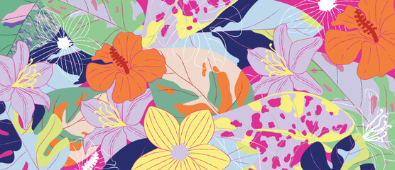 Spring and summer frangipani pastel floral background vector illustration with pink and aqua colors. Vibrant botanical design for wallpaper, banners, invitations, fabric and digital templates. © TWINS DESIGN STUDIO