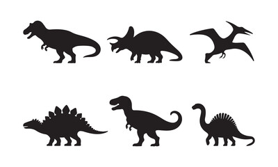 Dinosaur Silhouette Vector Set of Prehistoric Animals © Nazrul