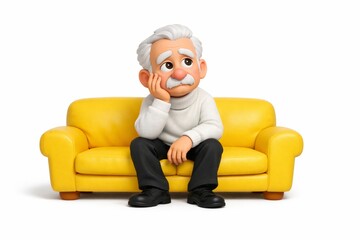 Elderly man, depression, loneliness and frustration