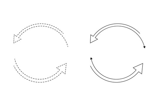 dashed line rotation icon collection, circle arrow icon. refresh icon, reload icon. circular arrow icon vector. Rotating arrows icon.  Symbol of reload, refresh, loading, recycle and repeat