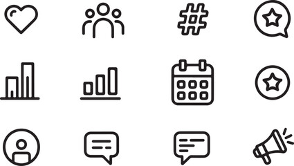 Minimalist social media and business icons set