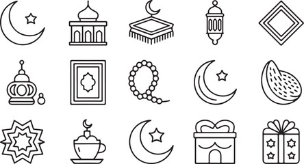 Diverse cultural and religious symbols in minimalist line art