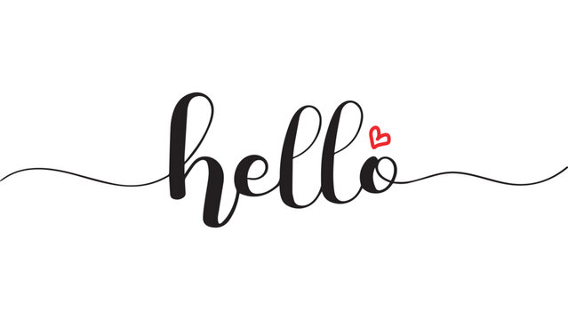 Hello World day. HELLO calligraphy with modern line for banner, greeting card or wallpaper.
