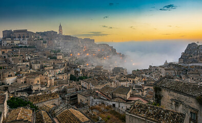 Naklejka premium Panoramic view of Matera, Basilicata, Italy