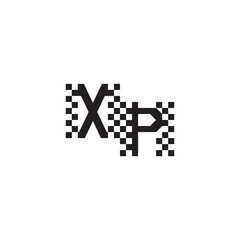 Obraz premium XP Alphabet Design Modern Abstract Bold Initial Pixel Vector Alphabet Logo Monogram