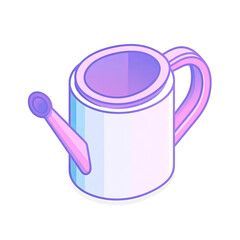 Isometric illustration of a pastel-colored watering can, perfect for gardening or plant care