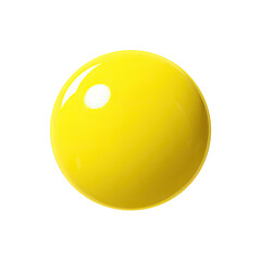 A vibrant, smooth yellow sphere against a stark black background, showcasing bright highlights