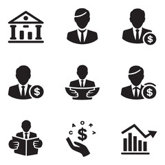 Fototapeta premium Business and finance icons set. Vector illustration in flat design style.