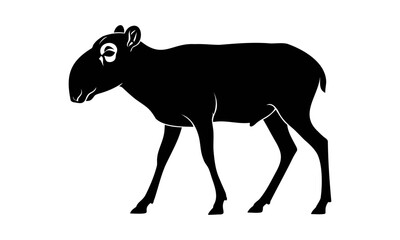 Obraz premium Saiga Antelope Silhouette Walking – Rare Wildlife Vector Isolated