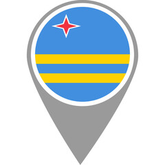 Fototapeta premium Aruba flag location pin, Aruba flag on location pin, Aruba map pointer in high quality