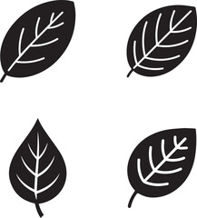 Four Flat Botanical Leaf Icons