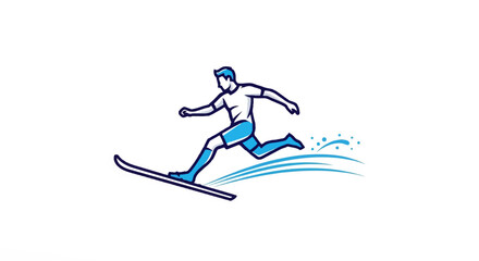 Obraz premium Stylized athletic figure in mid-air on skis, with water splash